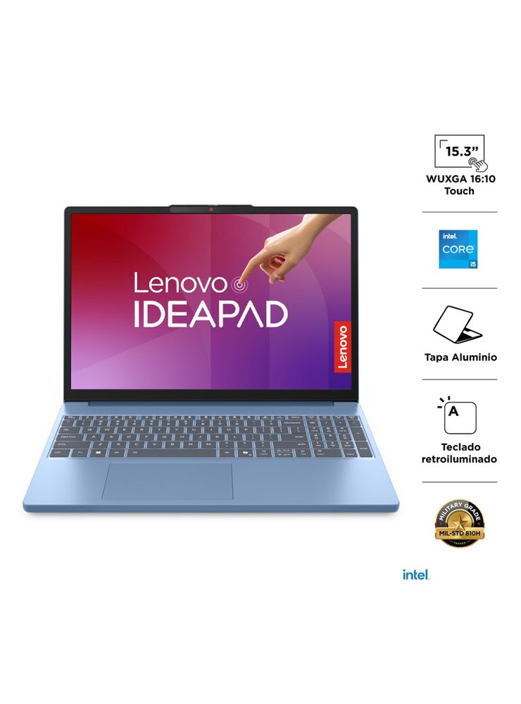 Lenovo IdeaPad Slim 3 83K1004WCL Intel Core i5-13420H 8GB 512GB 15.3" Touch Azul Polar, foto 2