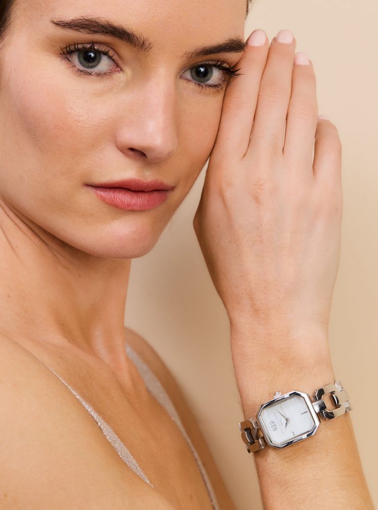 Cecilia Bolocco Reloj Análogo Cuadrado Silver Mujer
