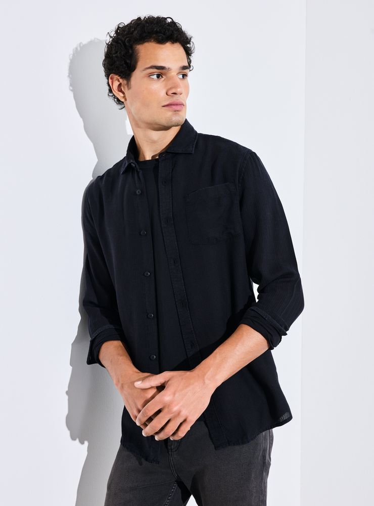 Alaniz Camisa Manga Larga Denim Lyocell Bolsillo