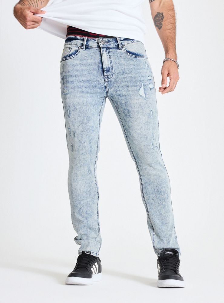 JJO Jeans Skinny Gravillado con Rasguños