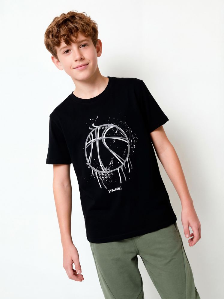 Spalding Polera Lavada Estampado Deportivo