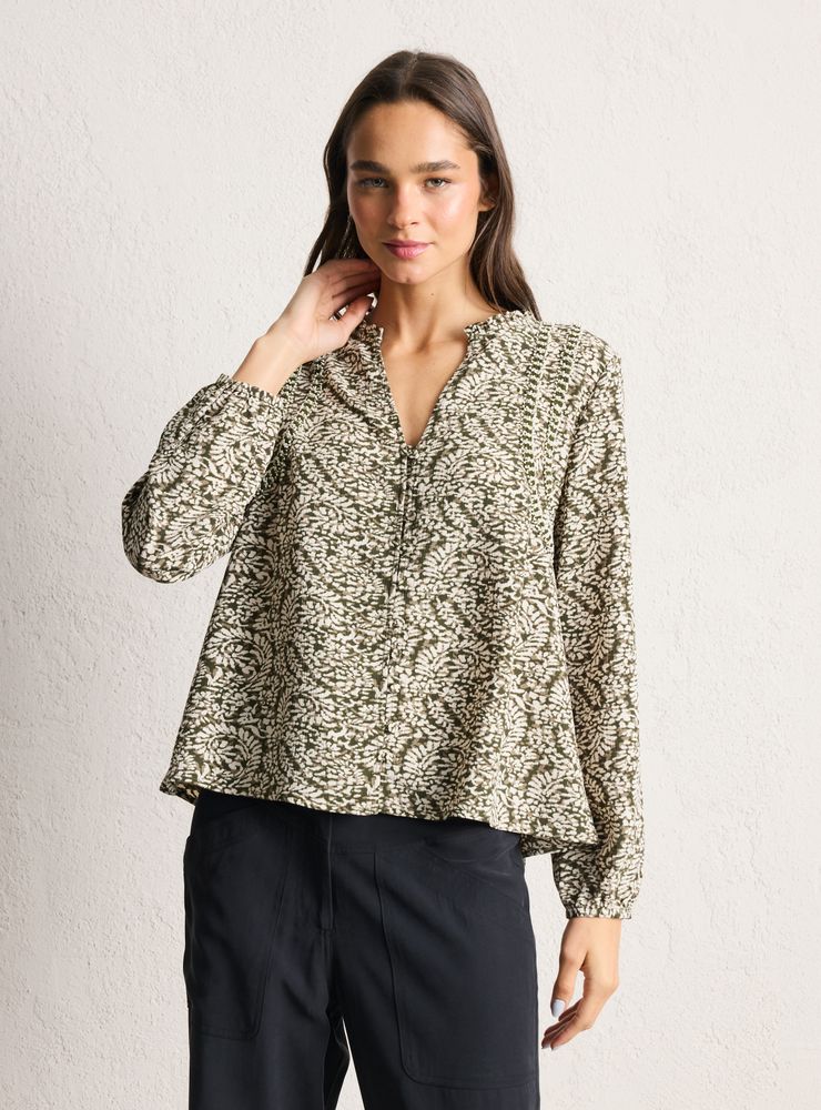 Greenfield Blusa Full Estampada y Detalle en Sisa