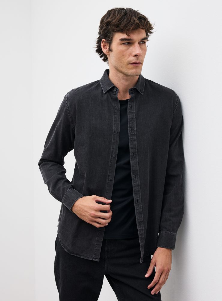 Alaniz Camisa Casual Manga Larga Denim