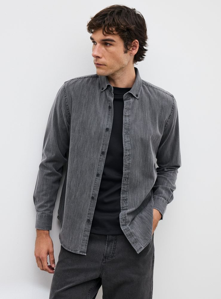 Alaniz Camisa Casual Manga Larga Denim