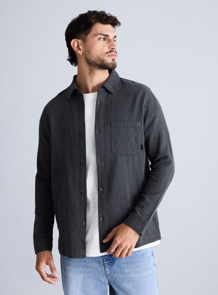 Foster Camisa Manga Larga Tela Rustica Lavada