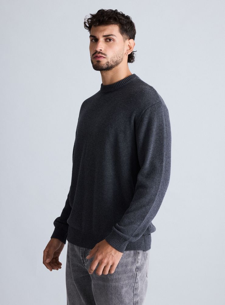 Foster Sweater Cuello Redondo Intarsia Texto Espalda
