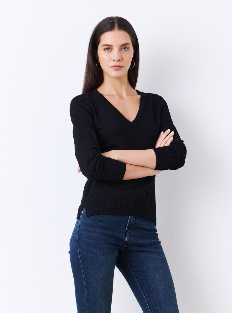 Alaniz Sweater Básico Neutro Cuello V