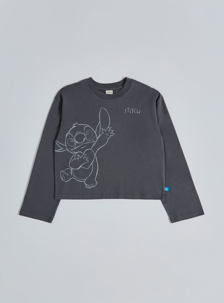 Disney Polera Estampado Stitch con Brillos Algodón