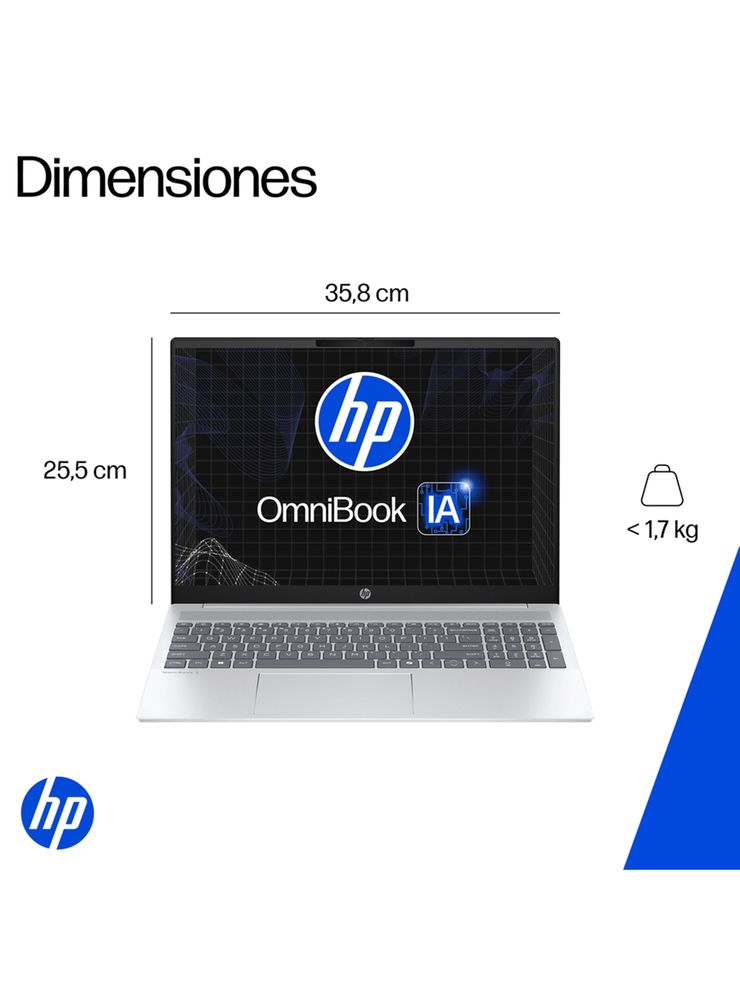 HP OmniBook 5 16-af1072la Core Ultra 7 255U 16GB 512GB Plata Glaciar, foto 6