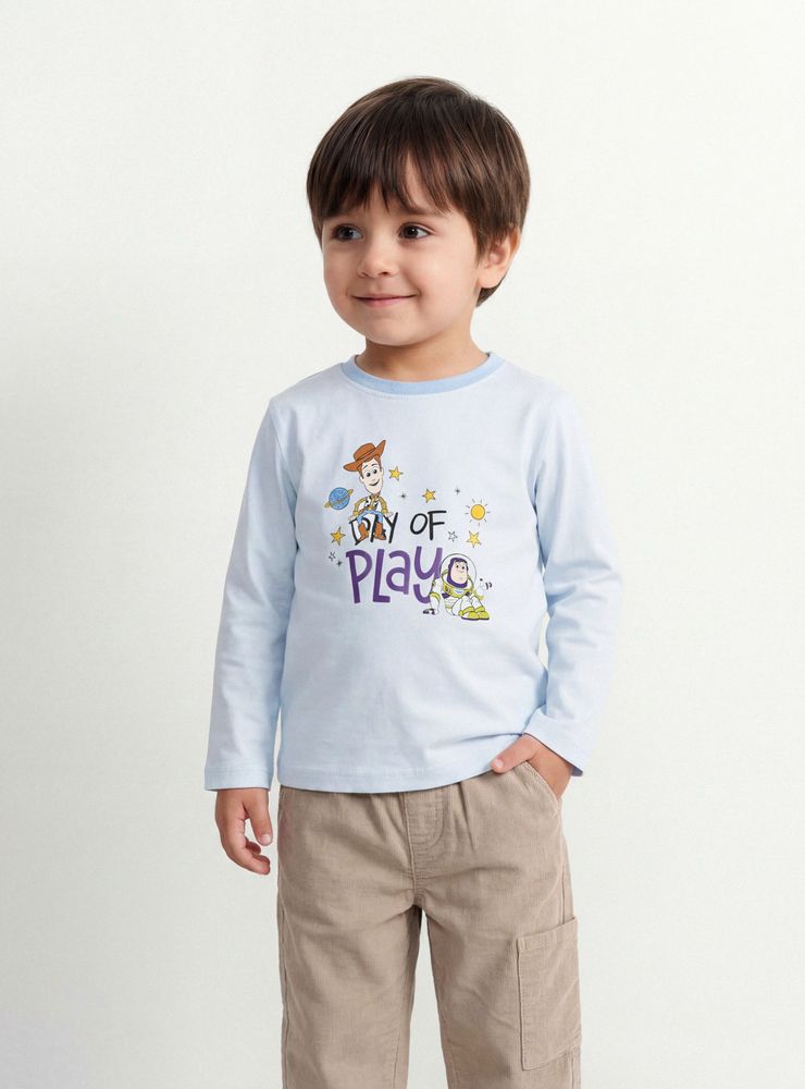 Disney Polera Estampado Toy Story Pixar Celeste Algodón