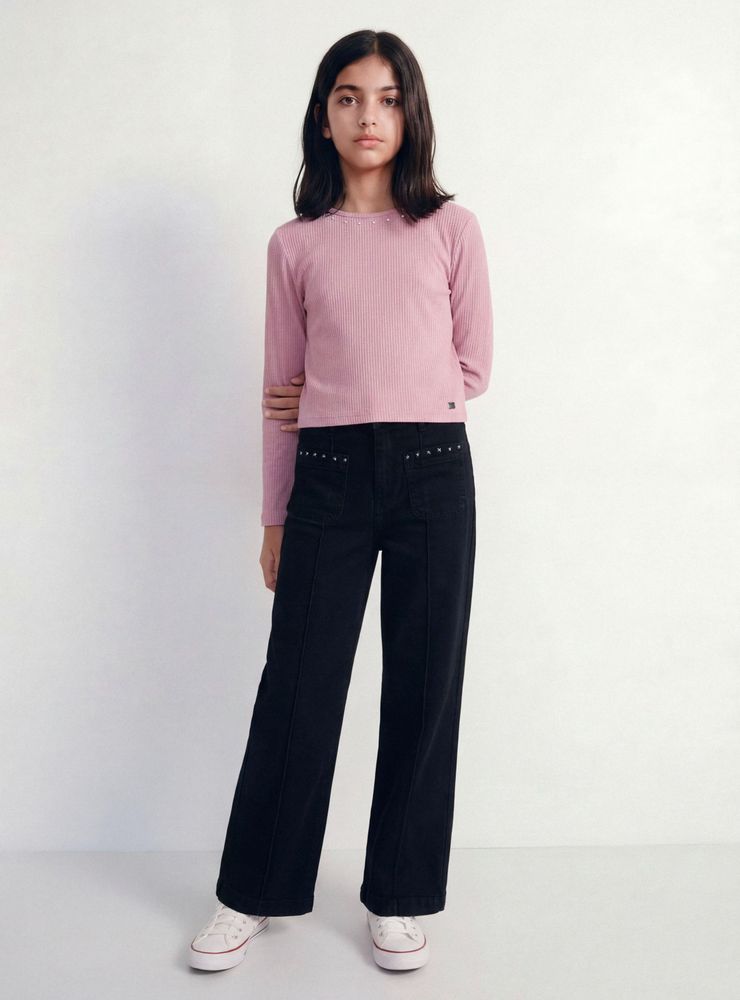 Melt Jeans con Tachas Estrellas en Bolsillos Frontales