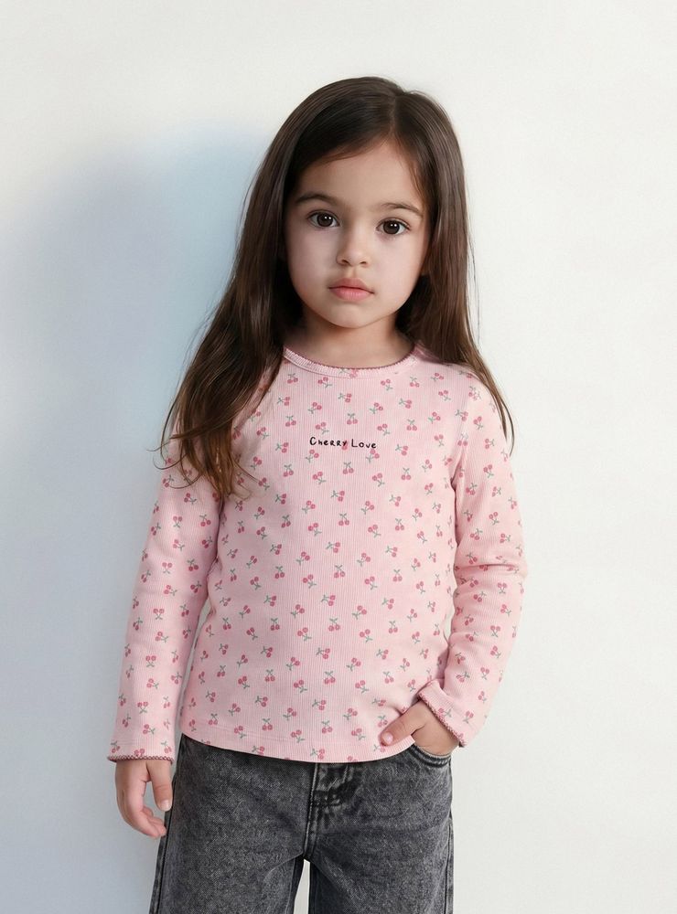 Tribu Polera con Mini Bordado y Estampado Niña