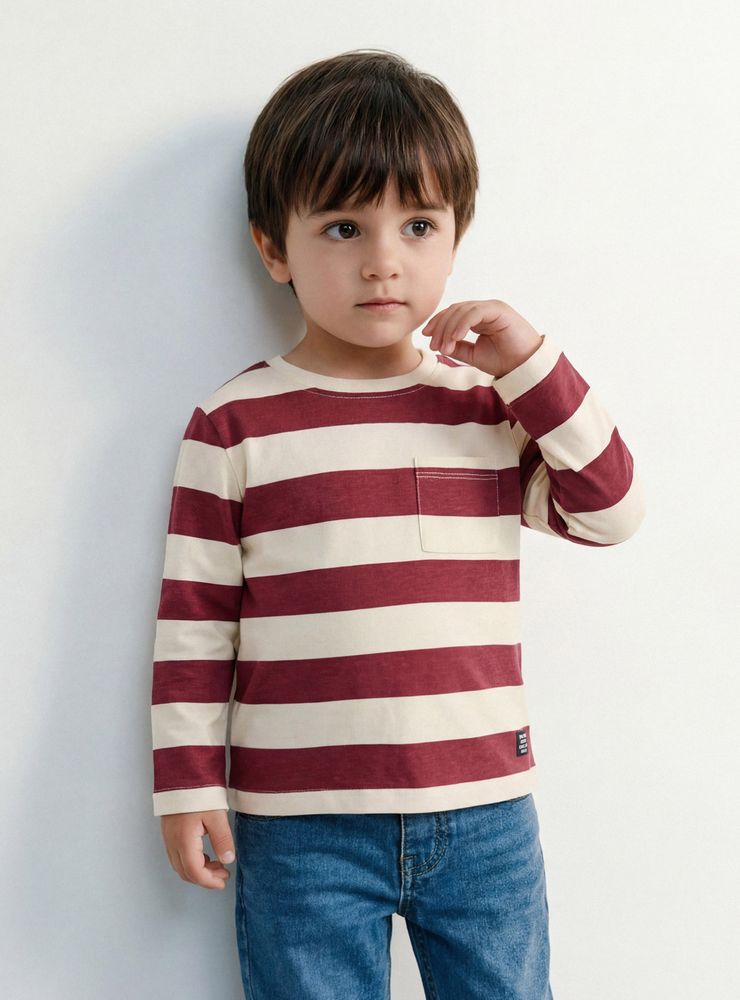 Tribu Polera con Raya Estampada y Bolsillo Niño