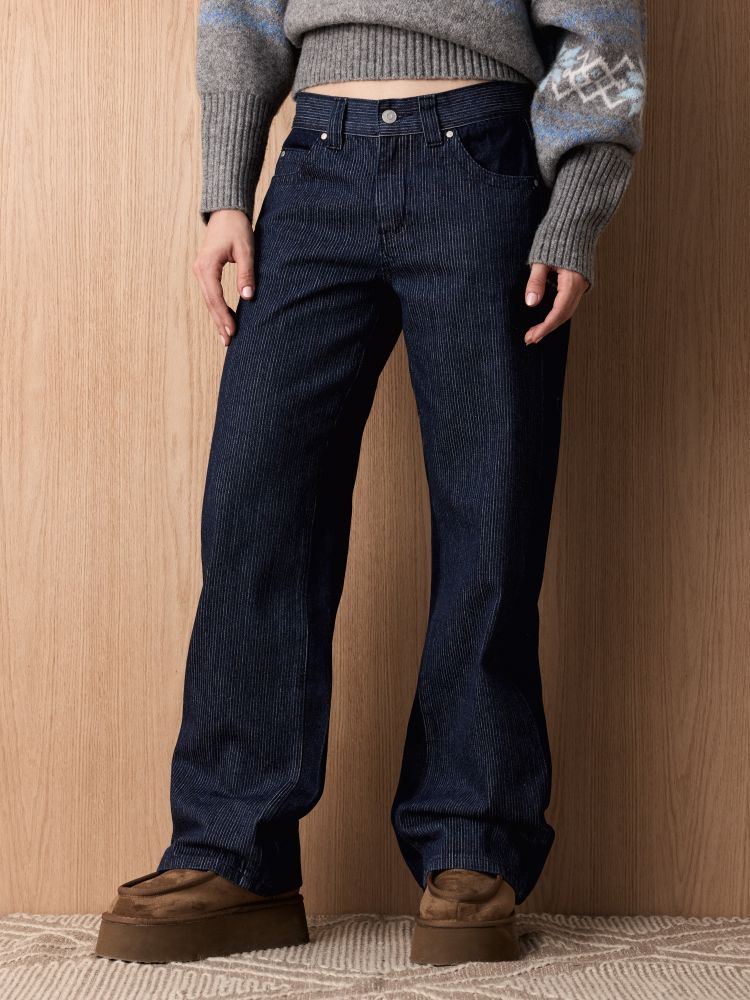 Opposite Jeans Rayas Verticales Regular Fit Tiro Medio