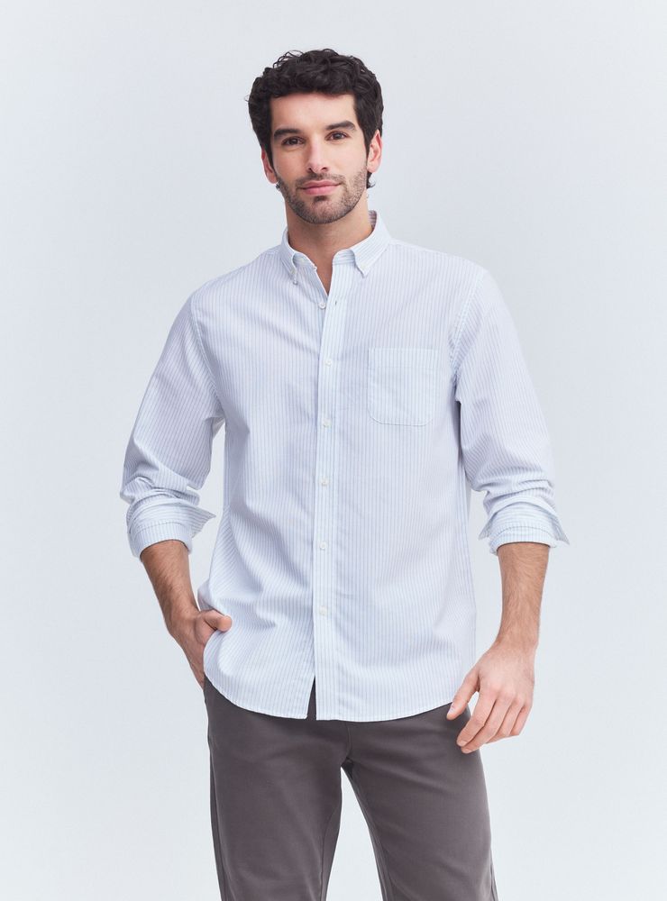 Greenfield Camisa Manga larga Print Rayas Bolsillo