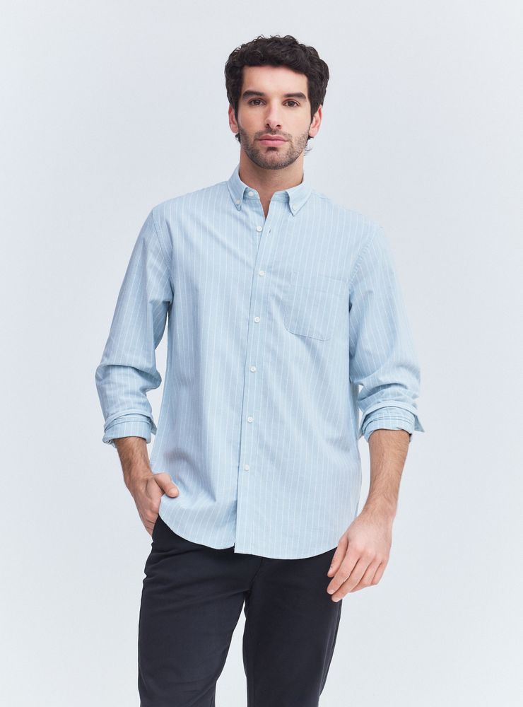Greenfield Camisa Manga Larga Bolsillo en Pecho