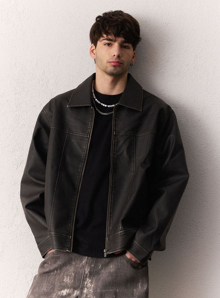 Opposite Chaqueta Eco Cuero Desgastado
