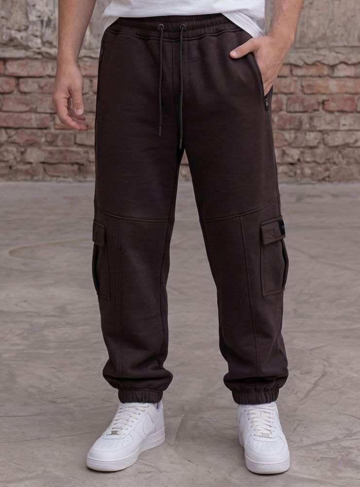 Gravity Pantalón de Buzo Jogger Cargo Fleece