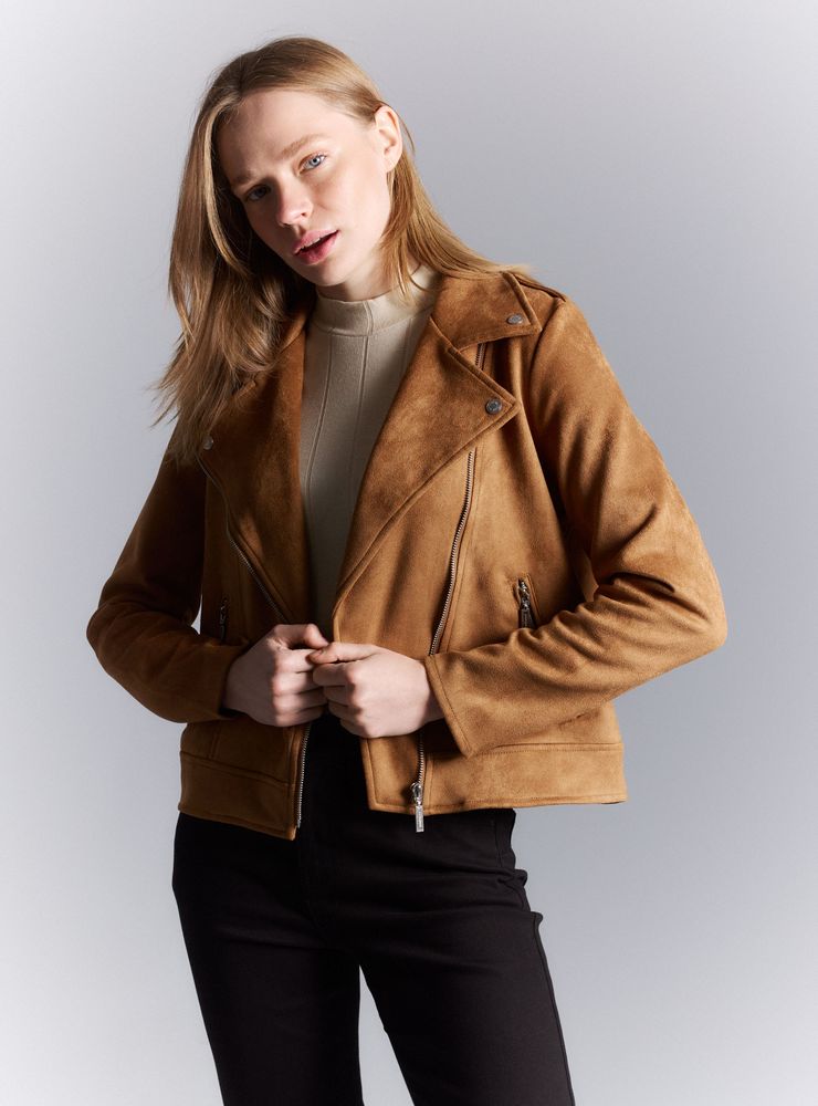 Rainforest Chaqueta Biker Regular Fit Efecto Gamuza