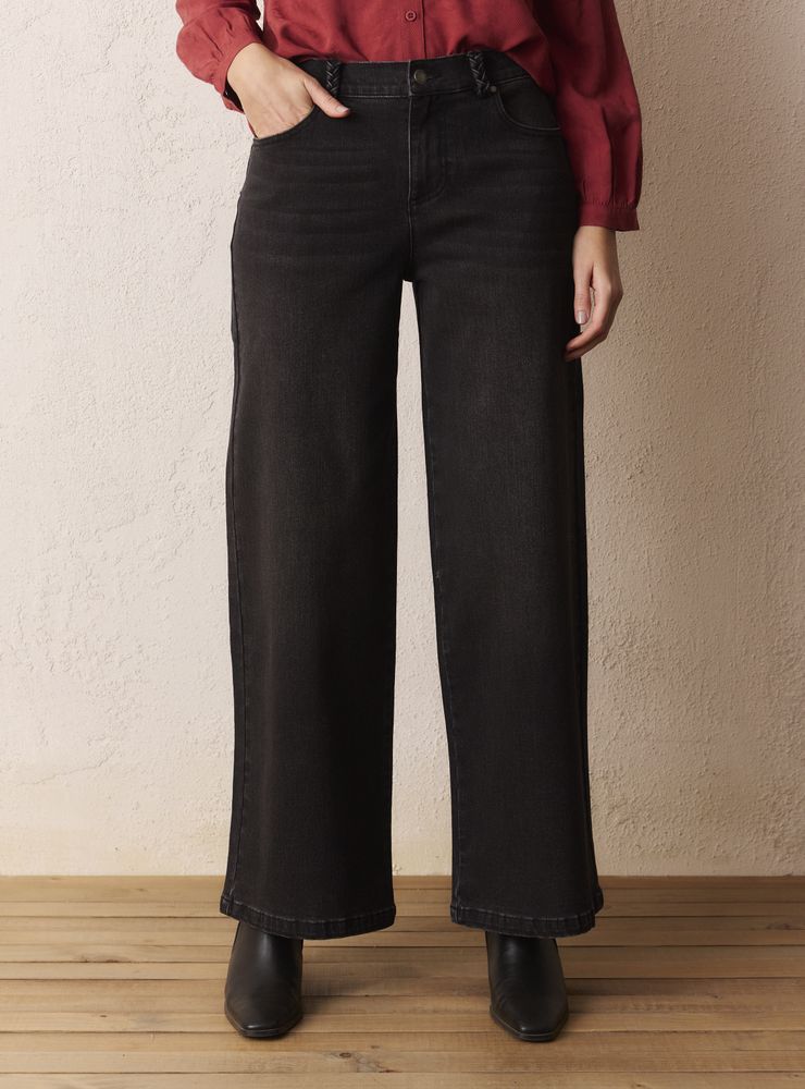 Greenfield Jeans Wide Leg Denim con Trenza