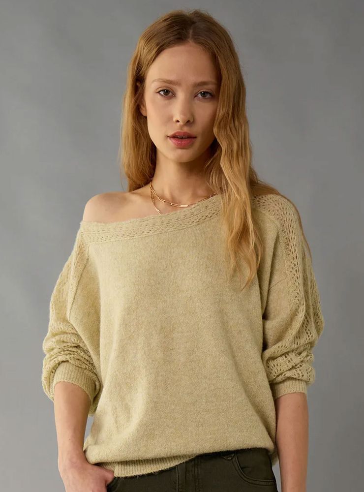 American Eagle Sweater Ae Whoa So Soft con Encaje