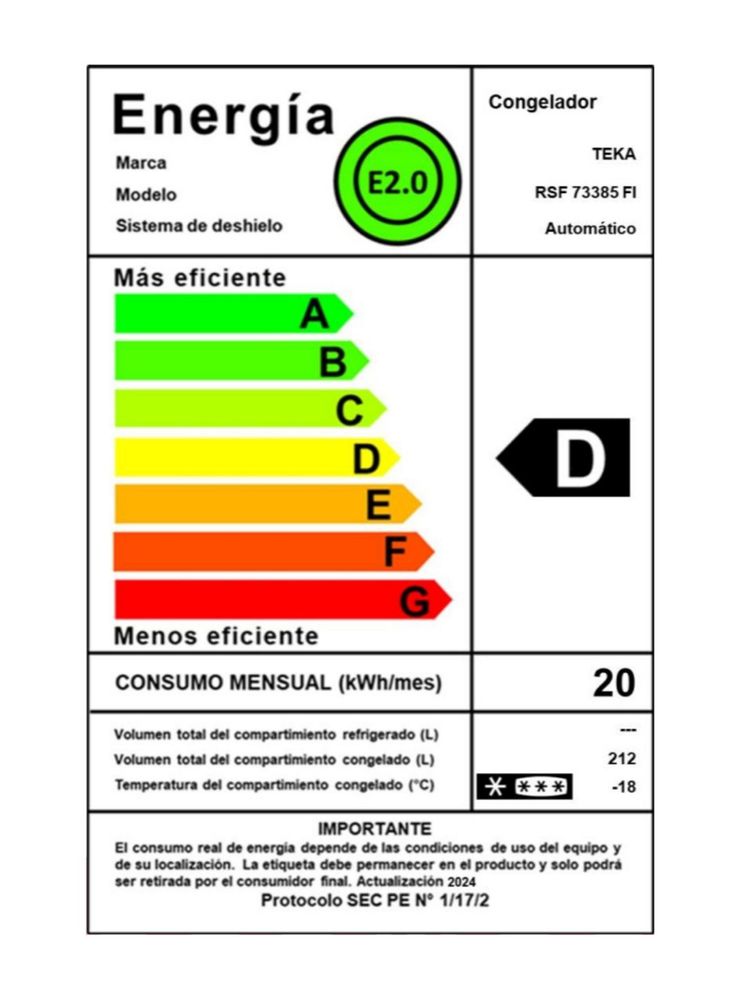Freezer Vertical Panelable No Frost 212 Litros RSF 73385 FI, foto 7