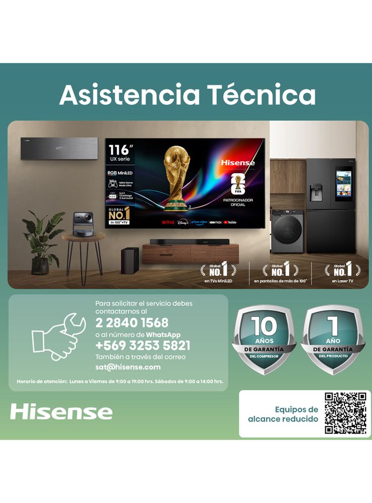 Hisense FT100N1BWF Blanco, foto 11
