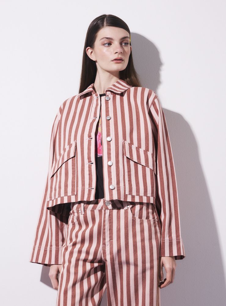 Opposite Chaqueta Rayas Verticales con Bolsillos Frontales