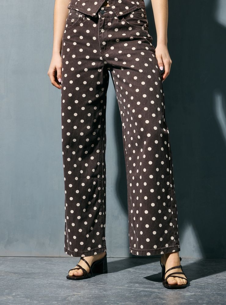 Opposite Jeans Baggy Tiro Medio con Lunares