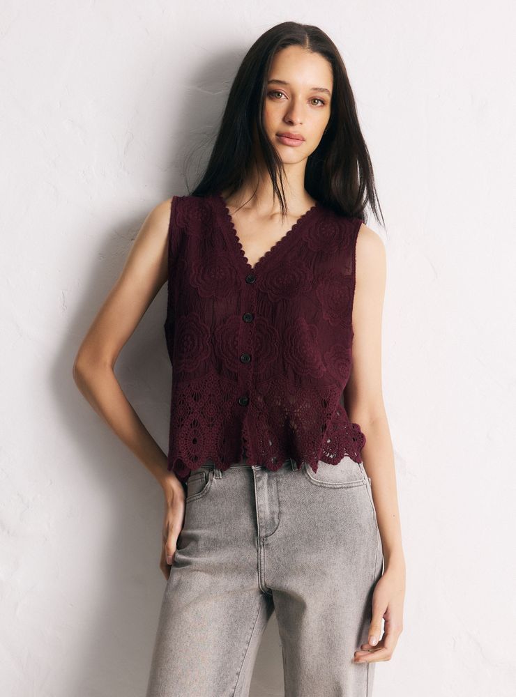 Greenfield Blusa Gillet Bordado