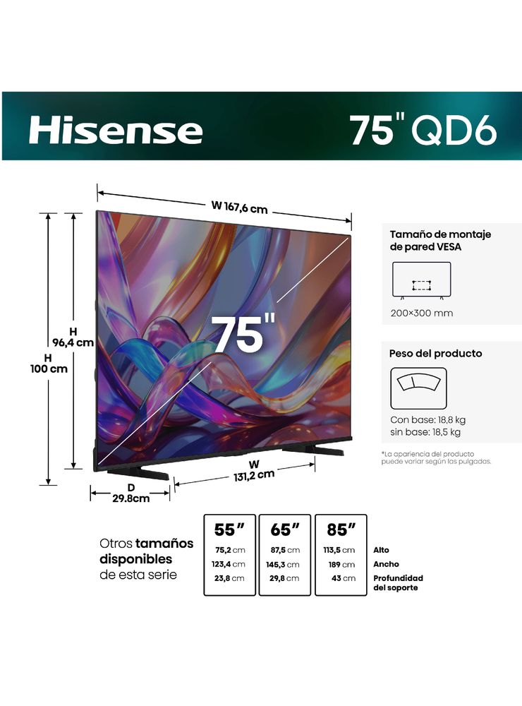 QLED Smart TV 75'' 4K UHD 75QD68SG Google TV, foto 2