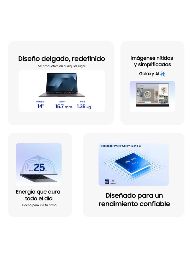 Notebook Galaxy Book6 Intel Core 5 Tercera Generación 8GB RAM 256GB NVMe SSD 14'' Gray, foto 2