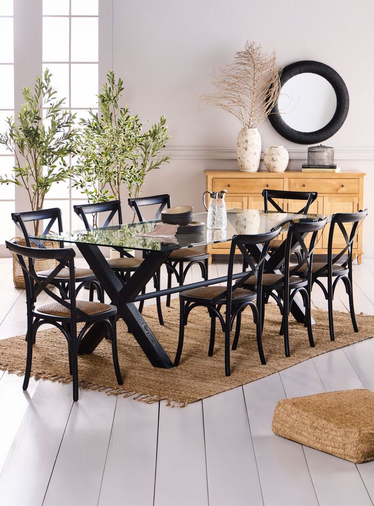 Sarah Miller Juego Comedor Pamela + 8 Sillas Negro