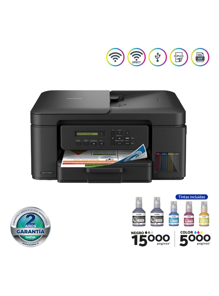 Brother Impresoras Tinta Continua Multifuncional DCPT730DW Negro