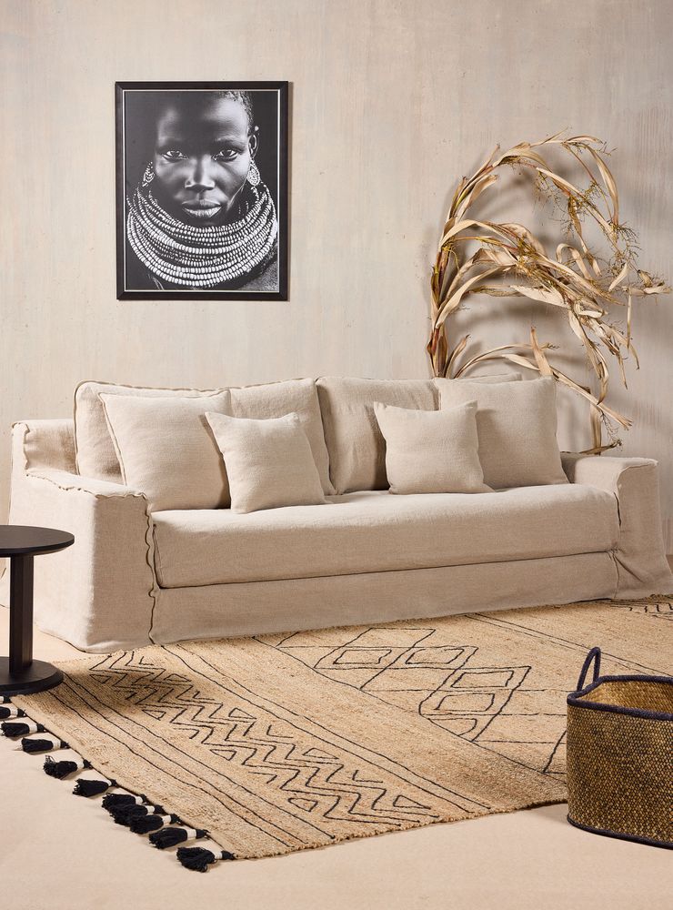 Alaniz Home Sofá 3 Cuerpos 100% Lino