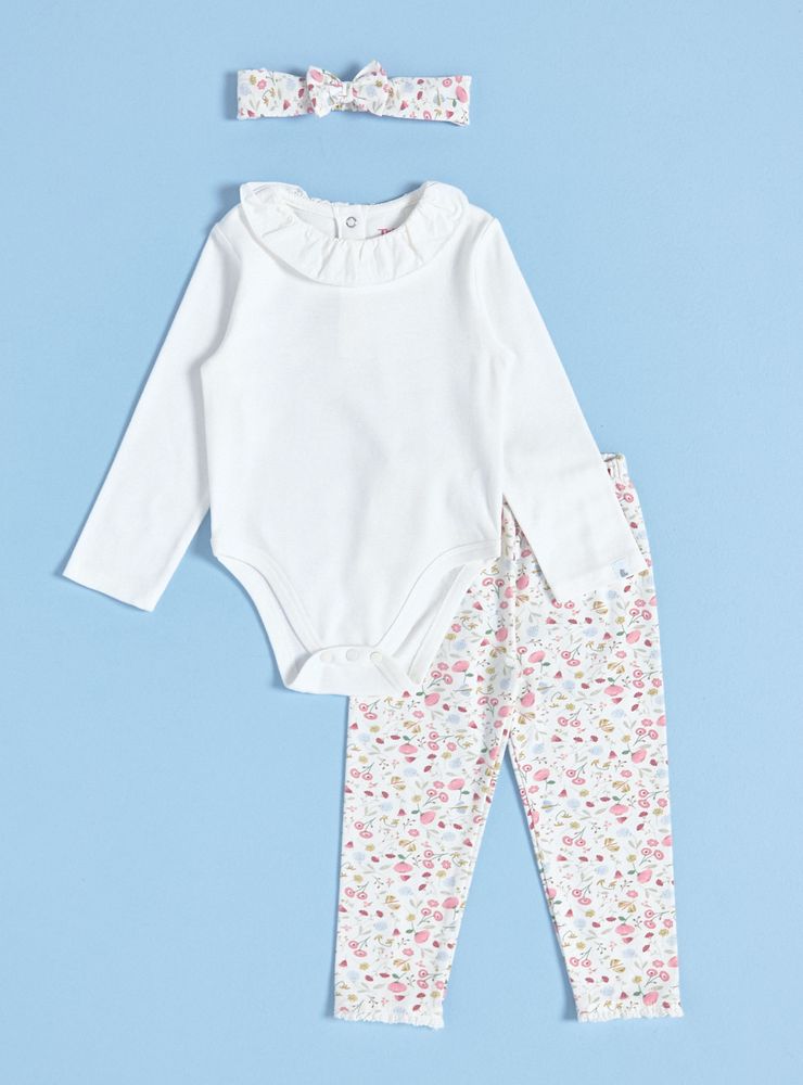 Tribu Conjunto Tripack Body, Calza y Cintillo Floral
