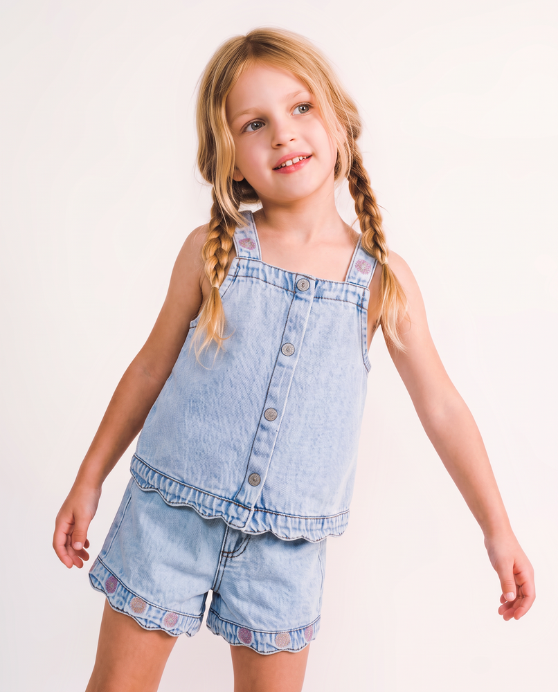 Umbrale Blusa Mezclilla con Bordados en Pabilos