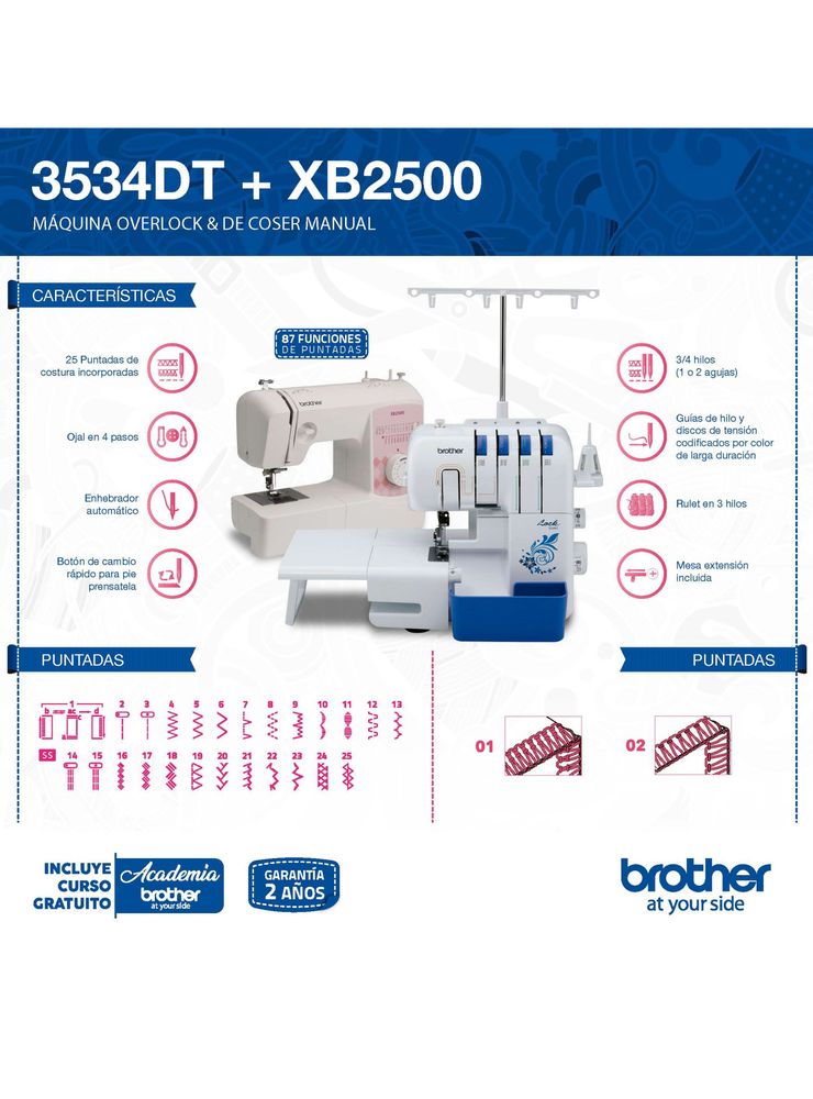 Brother XB2500 + 3534DT Blanco, foto 2