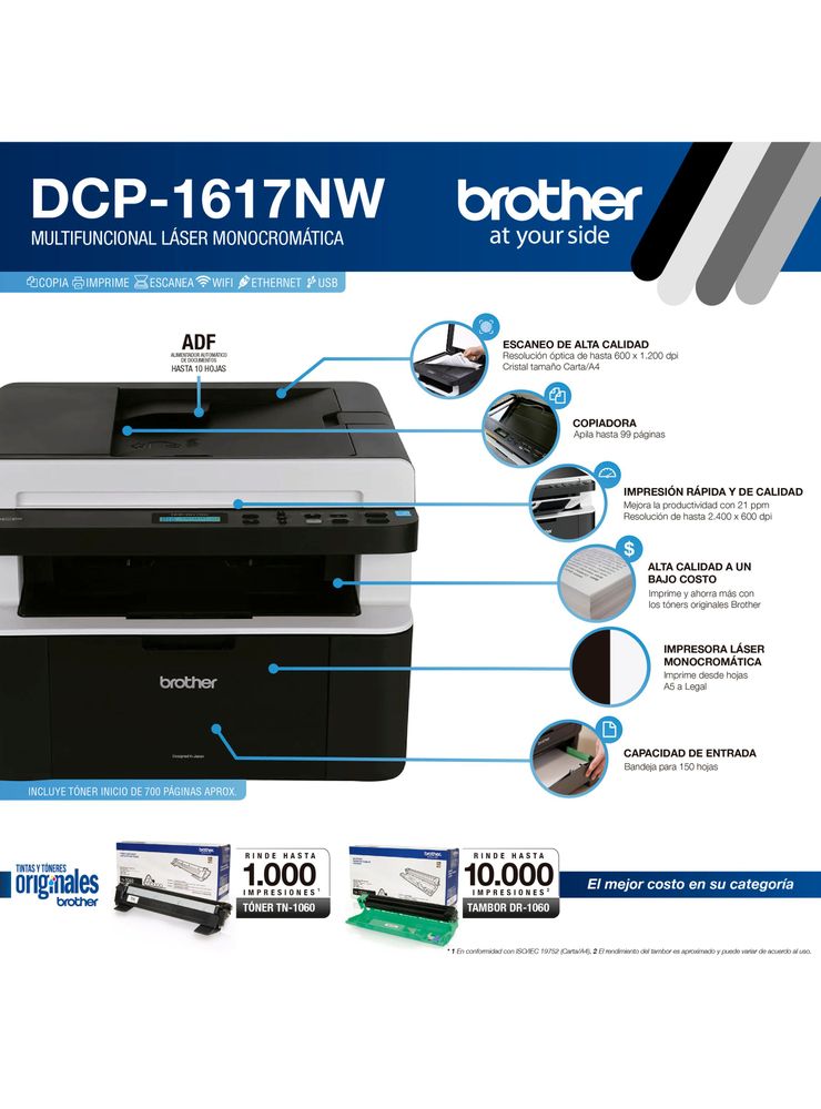 Impresora Multifuncional DCP1617NW, foto 5