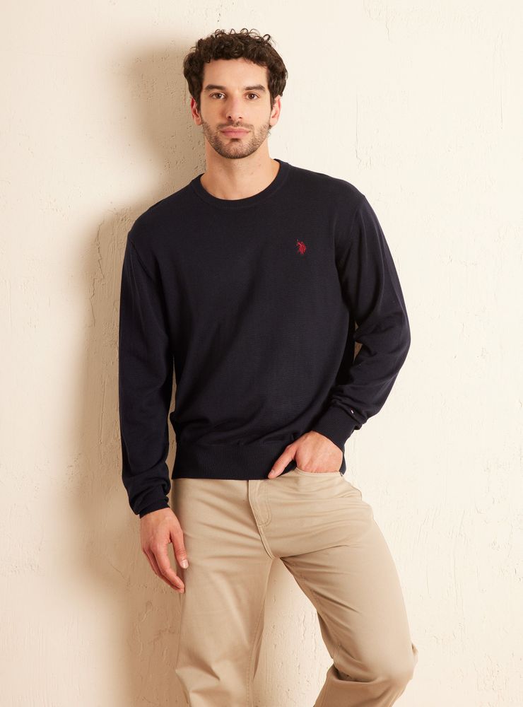 US Polo Assn Sweater Básico Cuello Redondo Logo Bordado