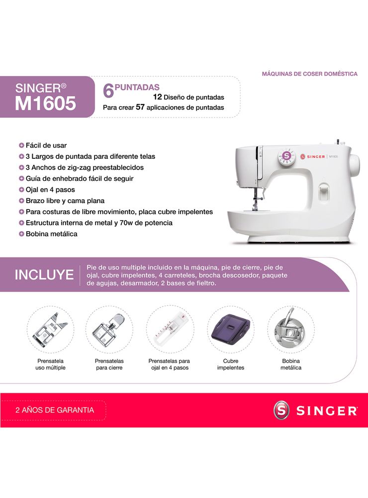 Singer M1605 Blanco, foto 2