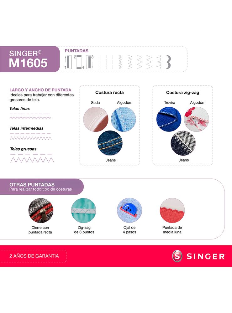 Singer M1605 Blanco, foto 3