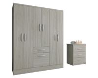 Combo Clóset 6 puertas 2 cajones + Cómoda 3 cajones crema