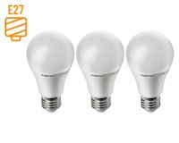 Ampolleta bright LED 7W E27 luz fría A55 3 unidades Megabright