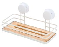 Canasto organizador rectangular blanco/bambú