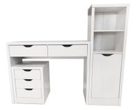 Combo Escritorio 2 cajones + Cajonera 3 cajones + Librero 1 puerta blanco
