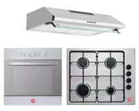 Kit empotrable campana 60 cm + encimera gas licuado 4 quemadores + horno 68 lt