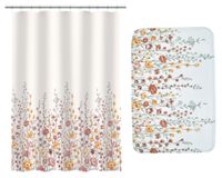 Cortina 180x180 cm + piso baño 40x60 cm Jardín