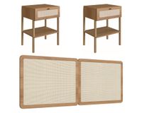 Respaldo 27967 + 2 Veladores 27932 natural