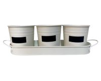 Set 3 maceteros pizarra + bandeja crema